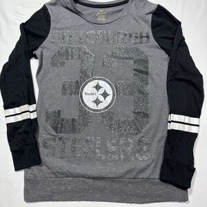 NFL Pittsburgh Steelers Gray & Black Long Sleeve Tee